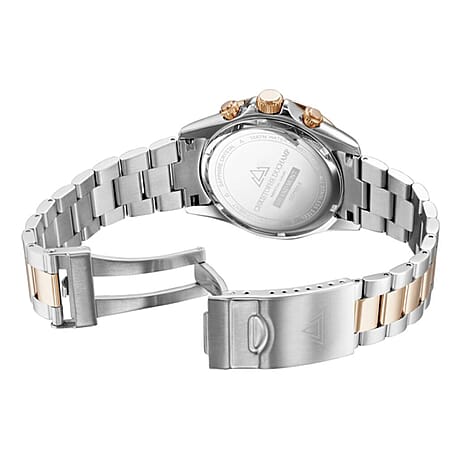 CHRISTOPHE DUCHAMP Swiss Quartz Movement Black Dial Mens Watch with Dual Tone Stainless Steel Chain Strap